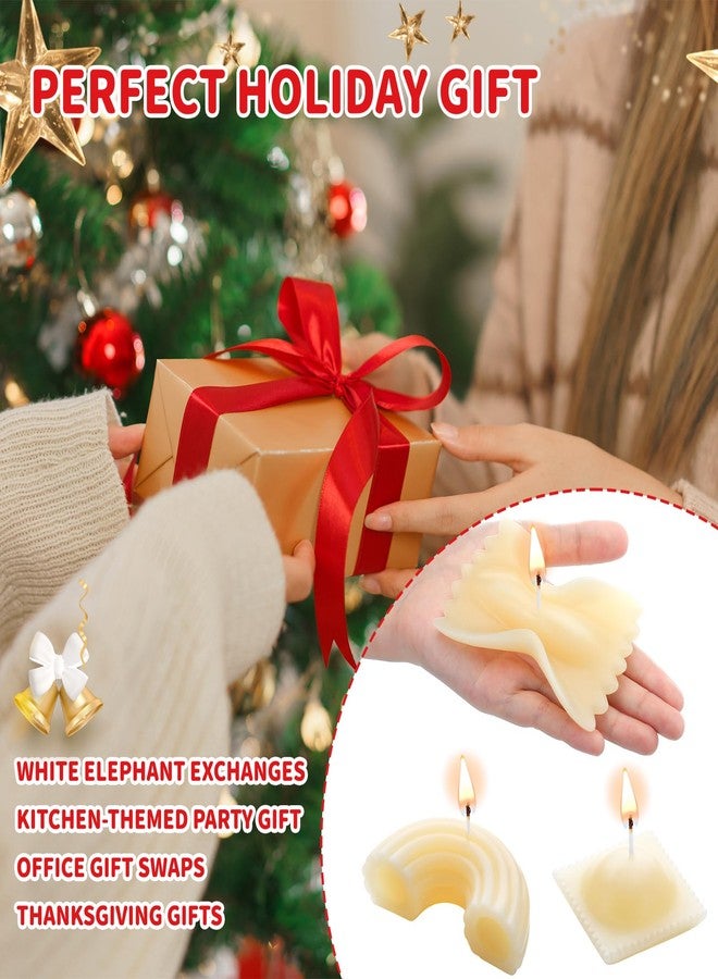 Conelist 3 Pcs Pasta Noodle Candle Macaroni Ravioli Farfalle Shaped Wax Candles Decoration Cute Food Shaped Gifts for Pasta Lovers Italian Kitchen Party Decoration Favors - Image 4